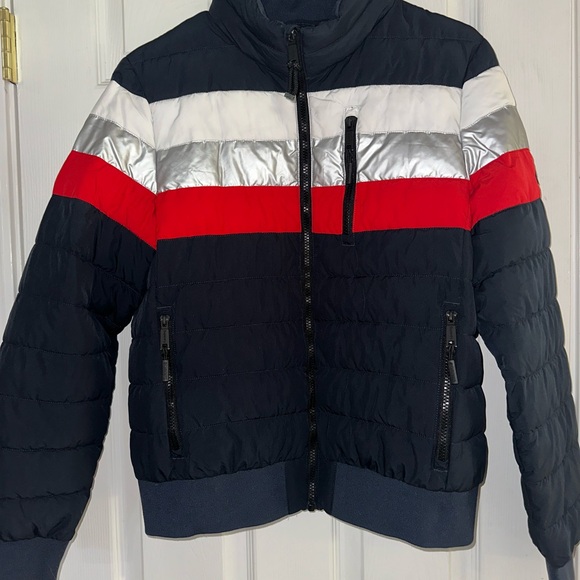 Superdry Navy, Red, White and Silver Puffer Jacket worn once like new! - Picture 1 of 5
